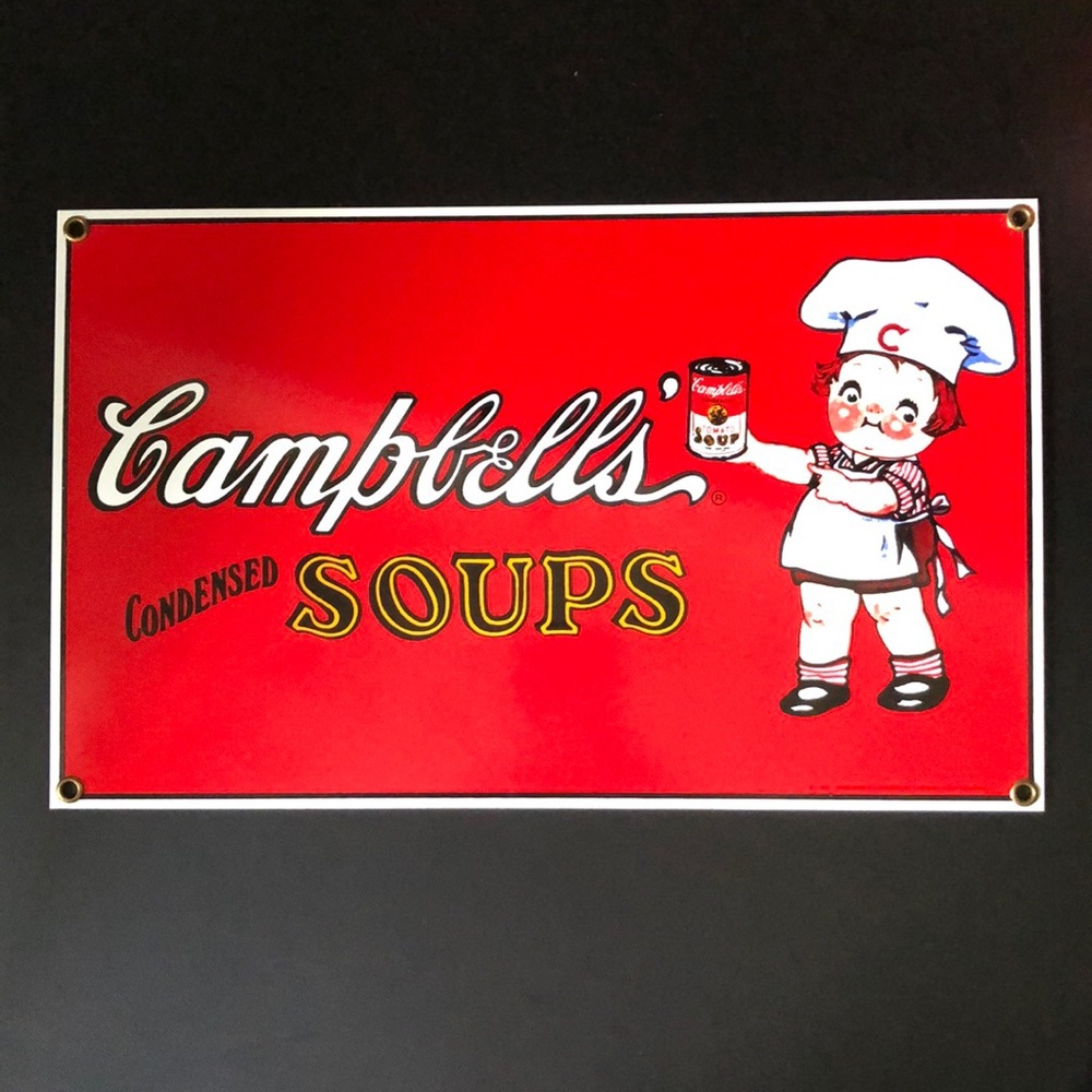 ANDE ROONEY Vintage Campbell’s Condensed Soups Porcelain Enameled Sign